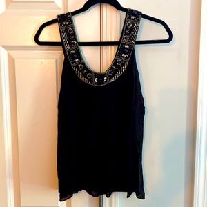 Alice + Olivia silk black beaded tank top